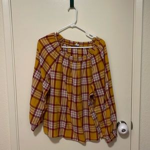 Mustard plaid blouse